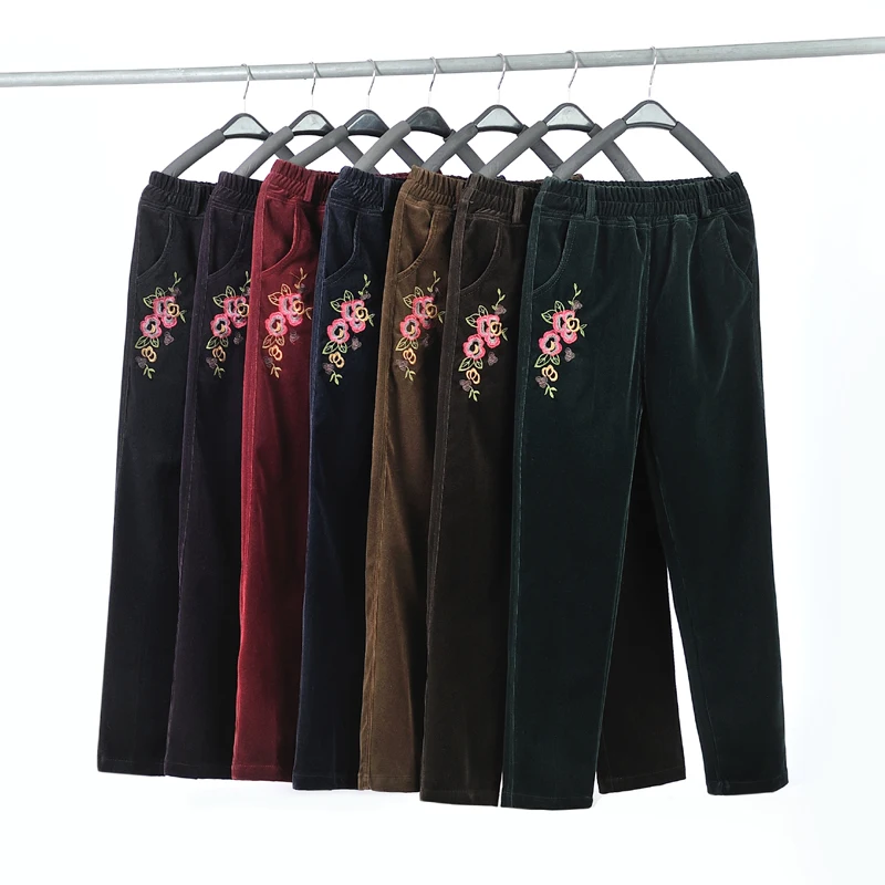 Женские брюки больших размеров демисезонные прямые 2020 повседневные вельветовые