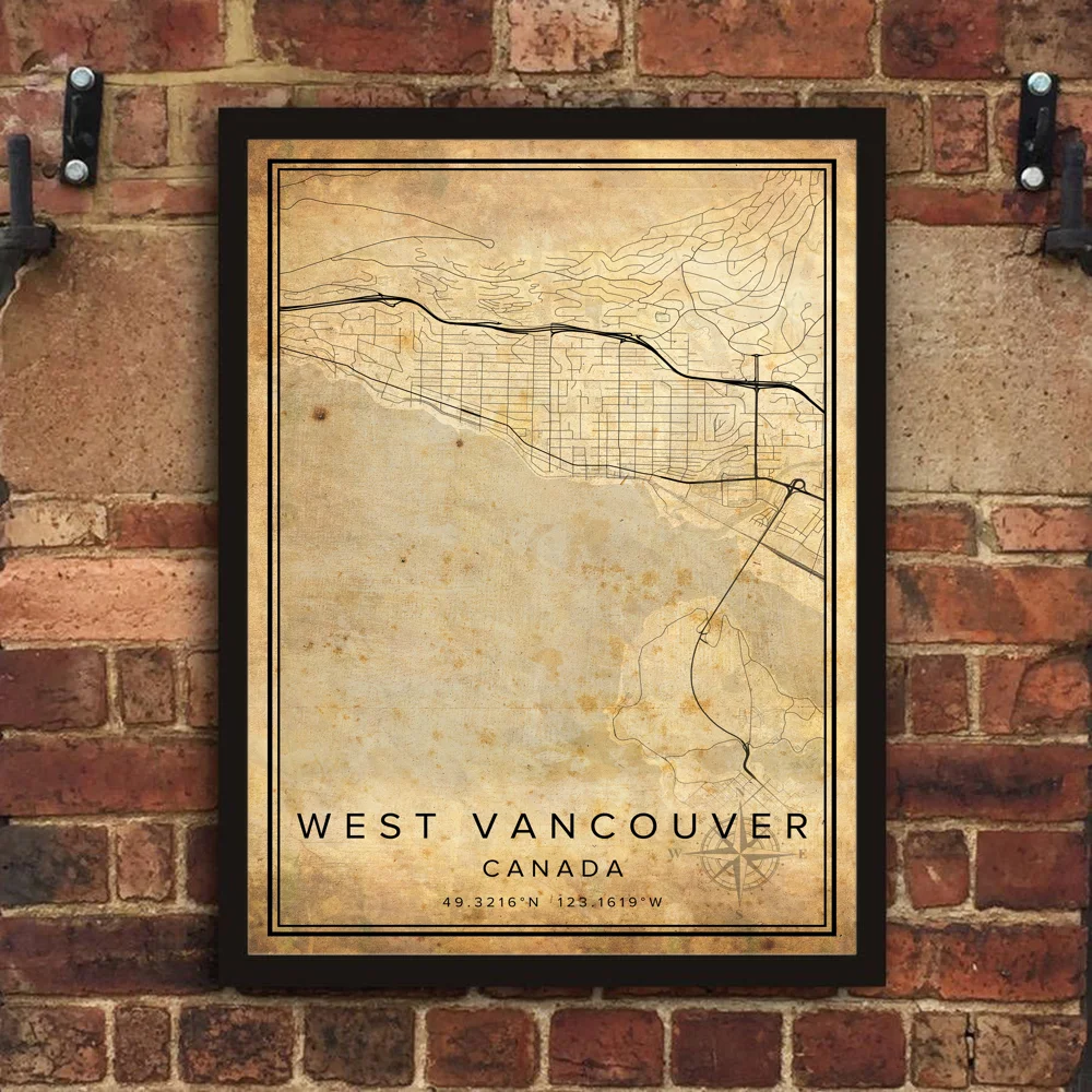 Винтажная карта винтажного города Винтаж Виннипег WOODSTOCK Дорожная канады плакат