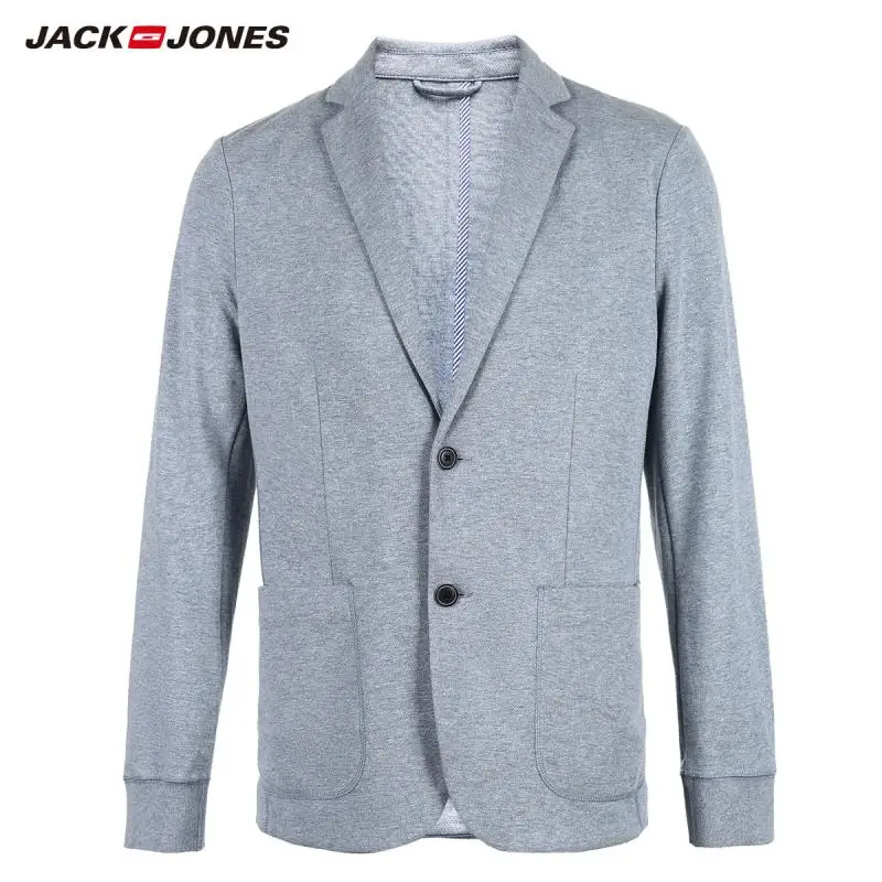 Мужской Блейзер JackJones из хлопка и льна приталенный пиджак с длинными рукавами