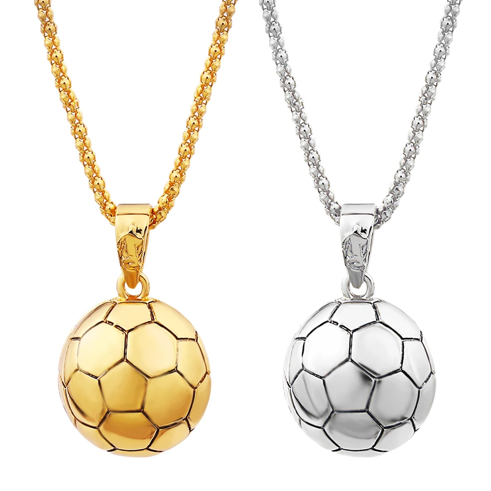 

Панк ФУТБОЛ ожерелье Золотая подвеска серебряный шар модное ожерелье с подвеской для мужчин хип-хоп ювелирные изделия подарок