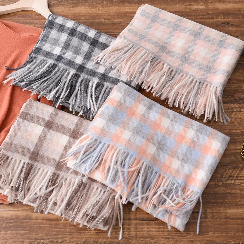 New Double-sided Classic Chequered Cashmere-like Scarf for Women in 2019 Warming and Thickening Shawl Winter Korean Edition |