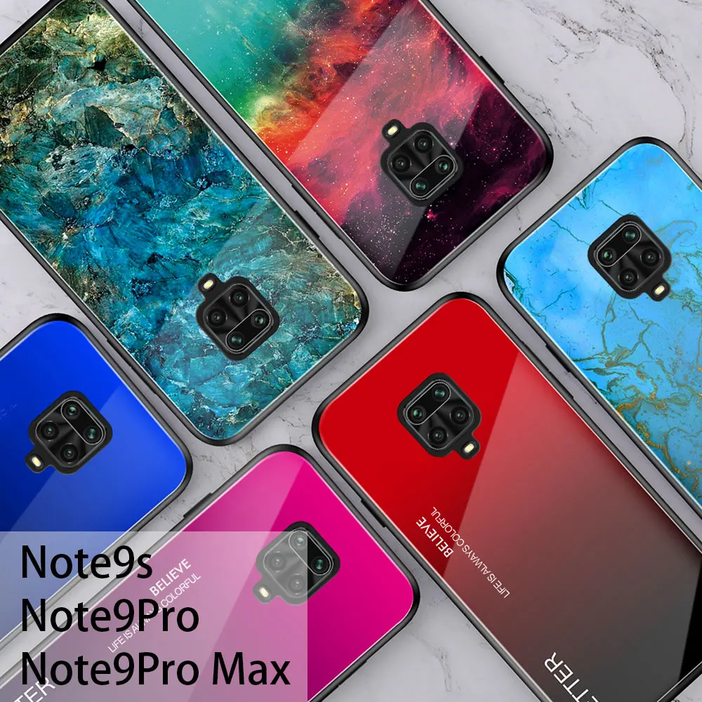 Градиентный закаленный чехол на Redmi Note 9s 9 Pro Max защитный для Xiaomi Ksiomi Readmi Note9s Not 9pro s9