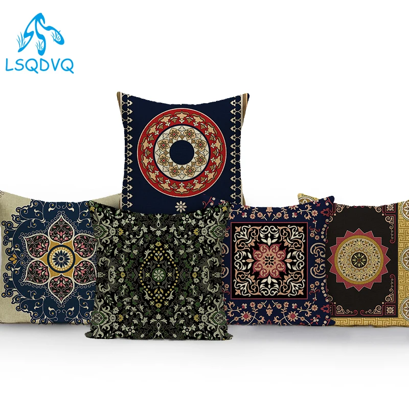 

Винтажные Стиль Boho декоративные наволочки для диванных подушек чехлы с изображением цветка мандалы полиэстер с геометрическим принтом див...