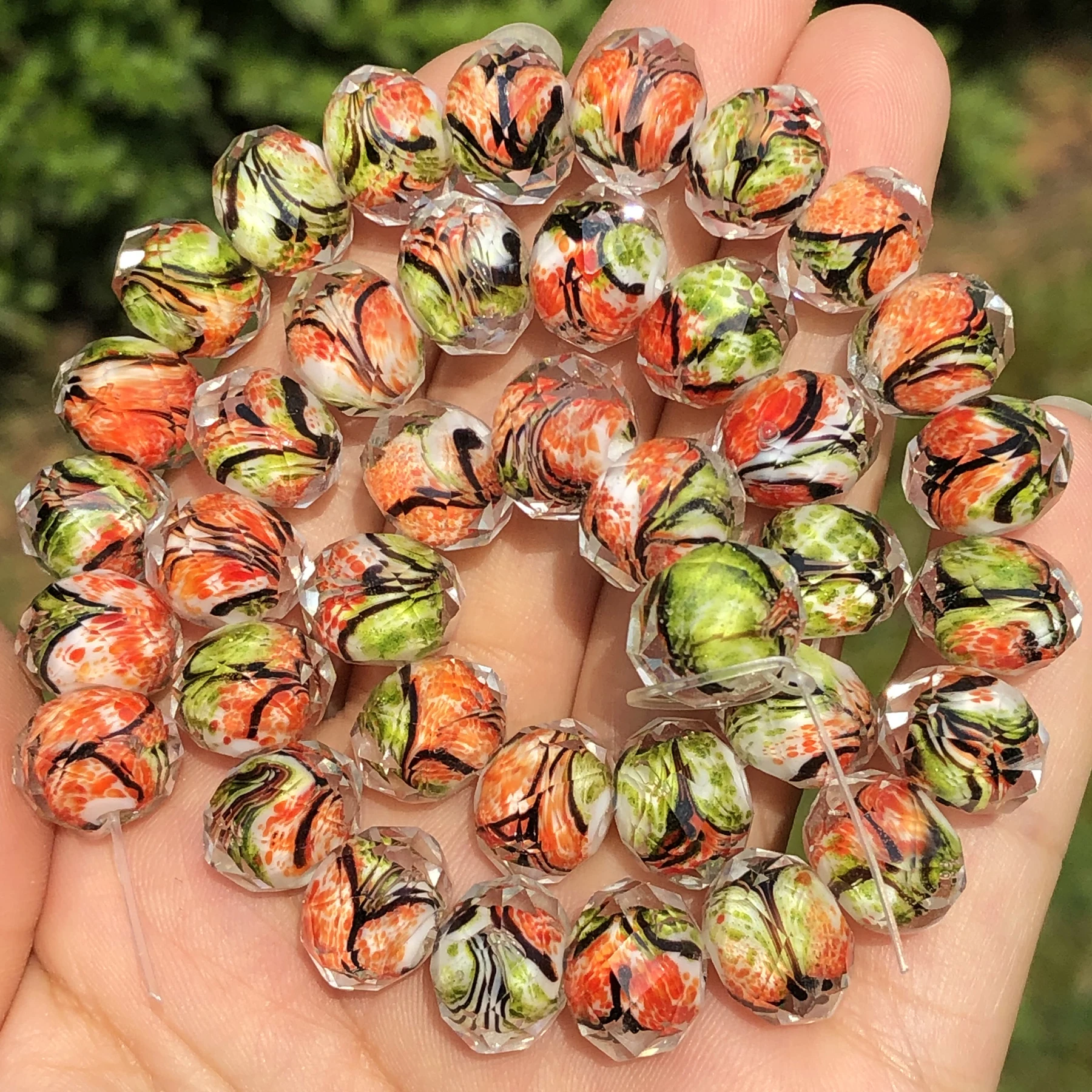 

12mm Murano Transparent Faceted Rondelle Orange Yellow Lampwork Crystal Glass Beads For Bracelet Making Women Diy Accessories