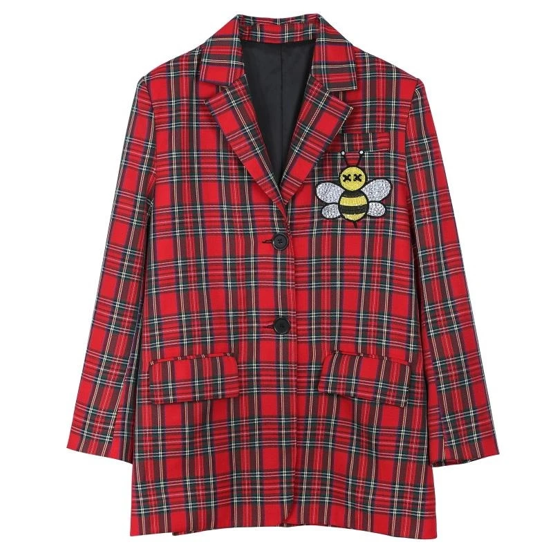 Осенняя коллекция 2020 года куртки с пайетками модные клетчатые женские длинные