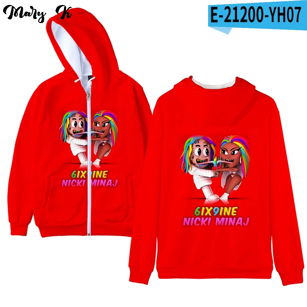 Новинка 2020 толстовки 3D 6ix9ine и Nicki Minaj TROLLZ на молнии для мужчин женщин Мужской
