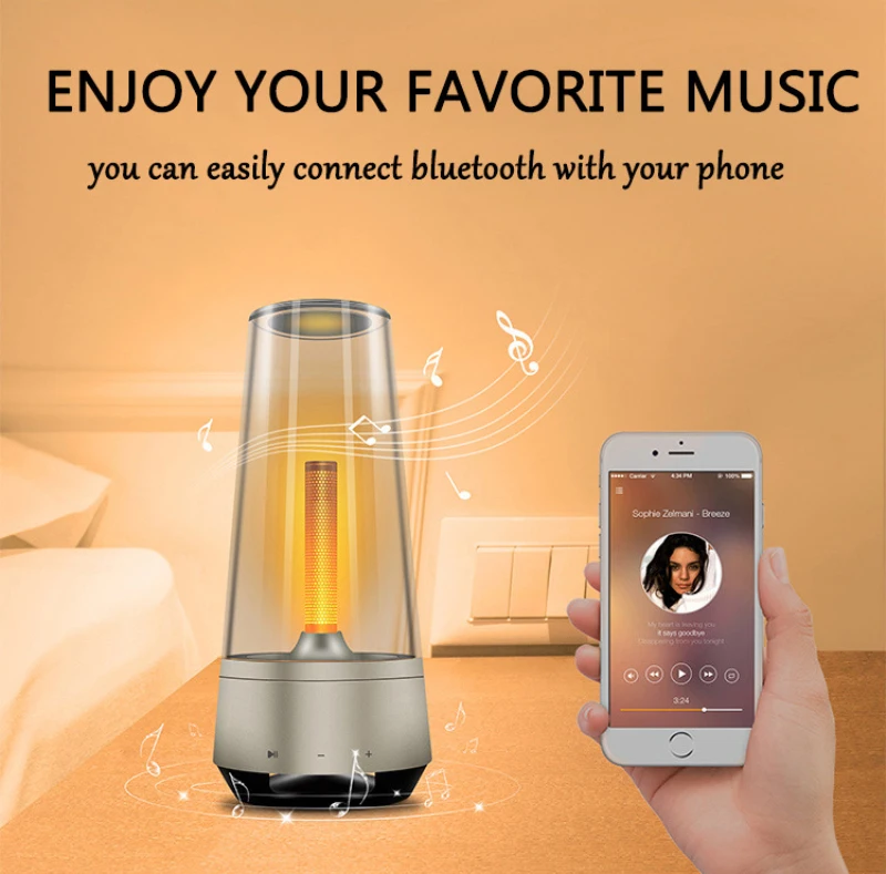 

Теплый и романтический ночсветильник в виде свечи, Bluetooth-динамик, прикроватная лампа, музыка, креативная атмосфера, настольная лампа
