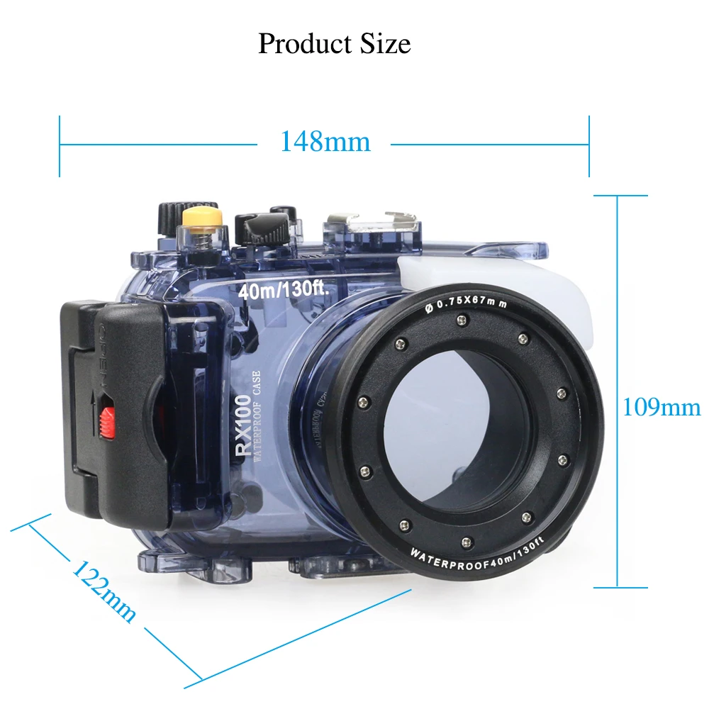 Водонепроницаемый чехол для фотокамеры дайвинга Sony RX100/Φ/RX100M3/ RX100M4/RX100M5 40 м 1 шт. |