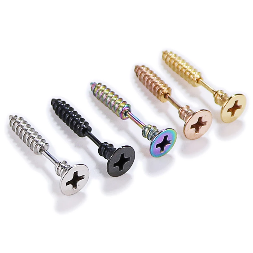 Серьги гвоздики в стиле панк 1 пара винтовые украшения унисекс для пирсинга из