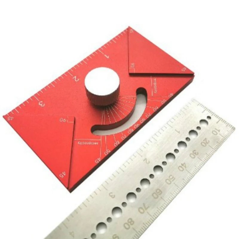 

Dividing Line Ruler Angle Ruler Multi-Function Scribing Ruler T-Type Hole Ruler Woodworking Scribing Mark Line Gauge
