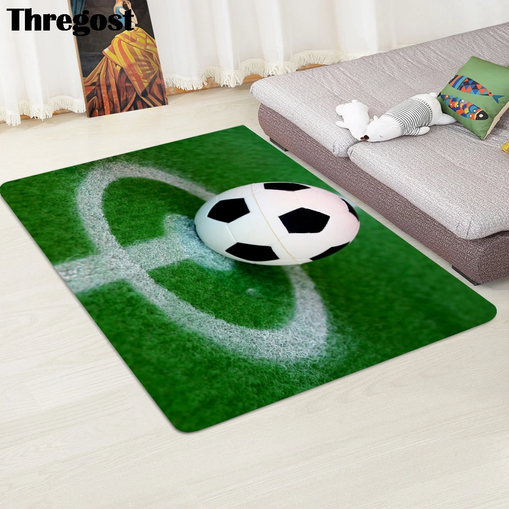 Thregost Bedroom Bedside Carpet Green Football Field Printed Kitchen Floor Rug Anti Slip Area for Living Room Absorbent Mats | Дом и сад