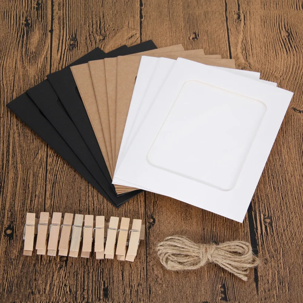10 шт. Комбинации Бумага рамка с зажимы типа сделай сам из крафт бумаги