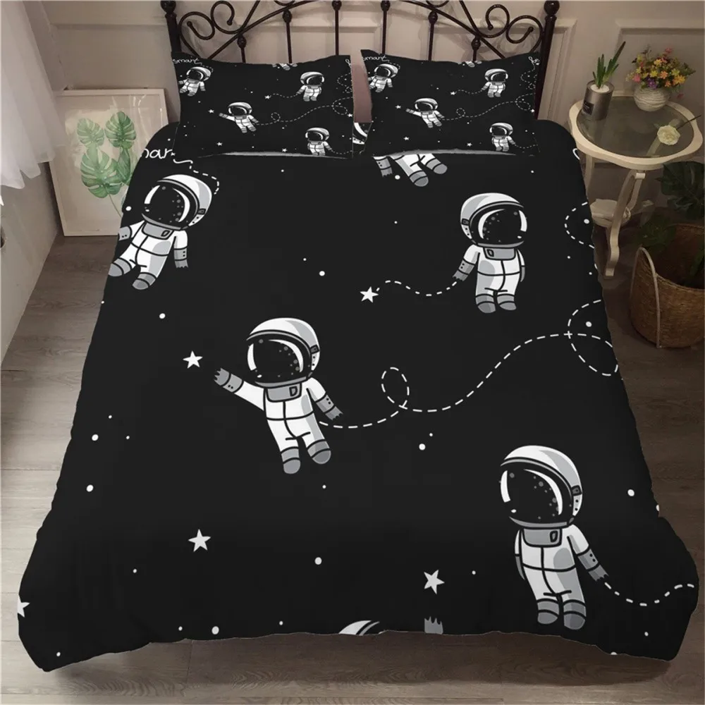 

2/3 Pieces Astronaut/Planet Bedding Set Colorful Universe Rocket Duvet Cover Single Double King Bed Quilt Cover Pillowcase