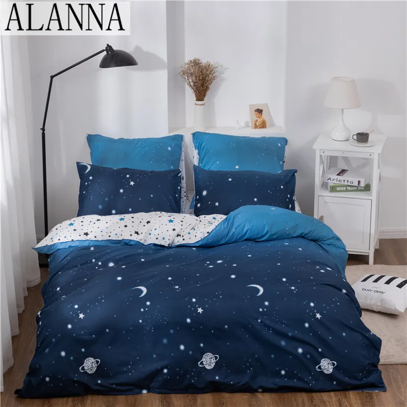 Комплект постельное бельё Alanna X-1016 комплект из 4-7 предметов с принтом в виде звезд