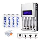 Перезаряжаемые батареи PALO AA 3000 мАч AAA, перезаряжаемые батареи 1100 мАч 1,2 в NiMh + ЖК-зарядное устройство для Ni-MH Ni-Cd AA AAA