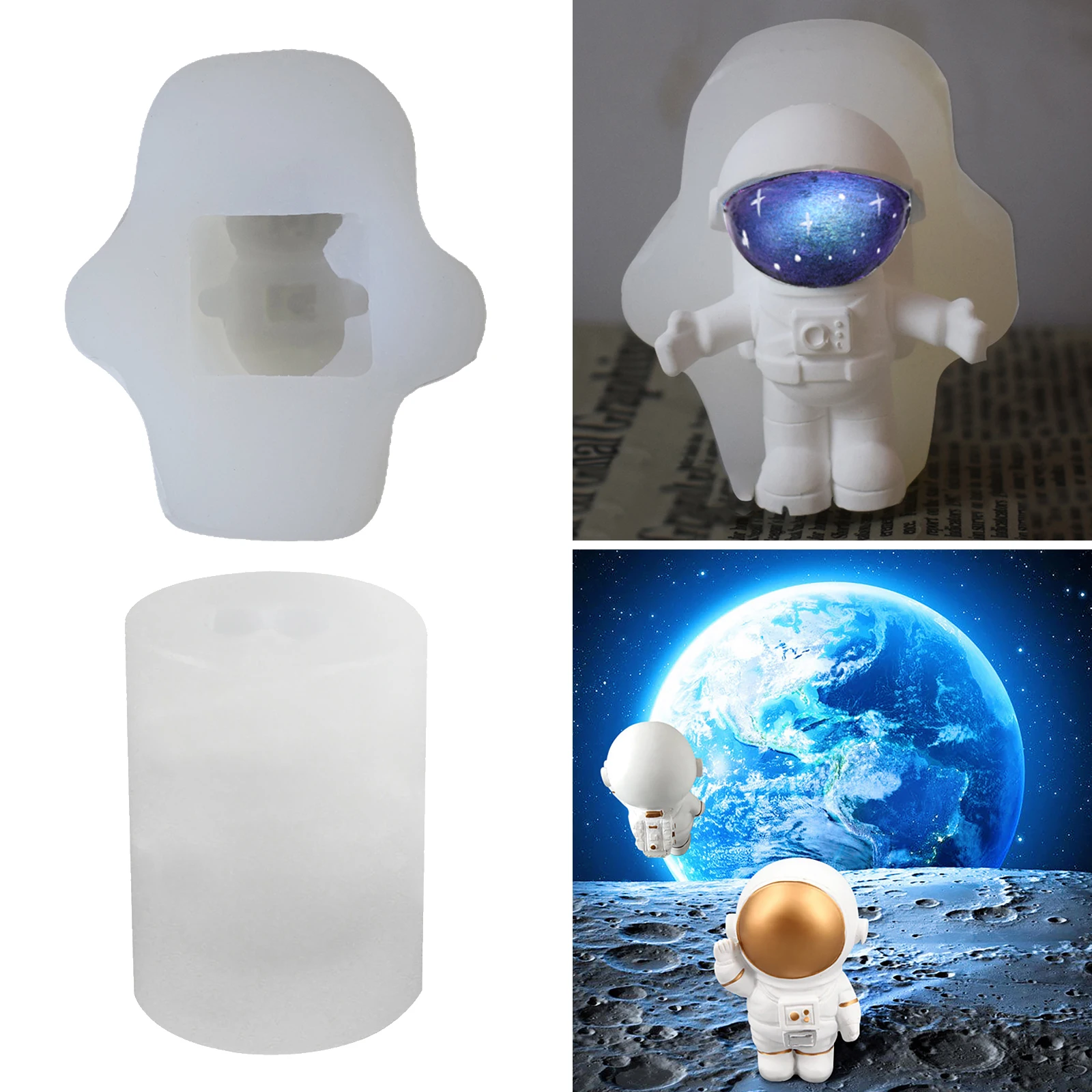 

3D Astronaut Shape Silicone Mold, Spaceman Model Stand Ornaments Resin Molds, Figurine Moulds for DIY Clay Craft Soap Making