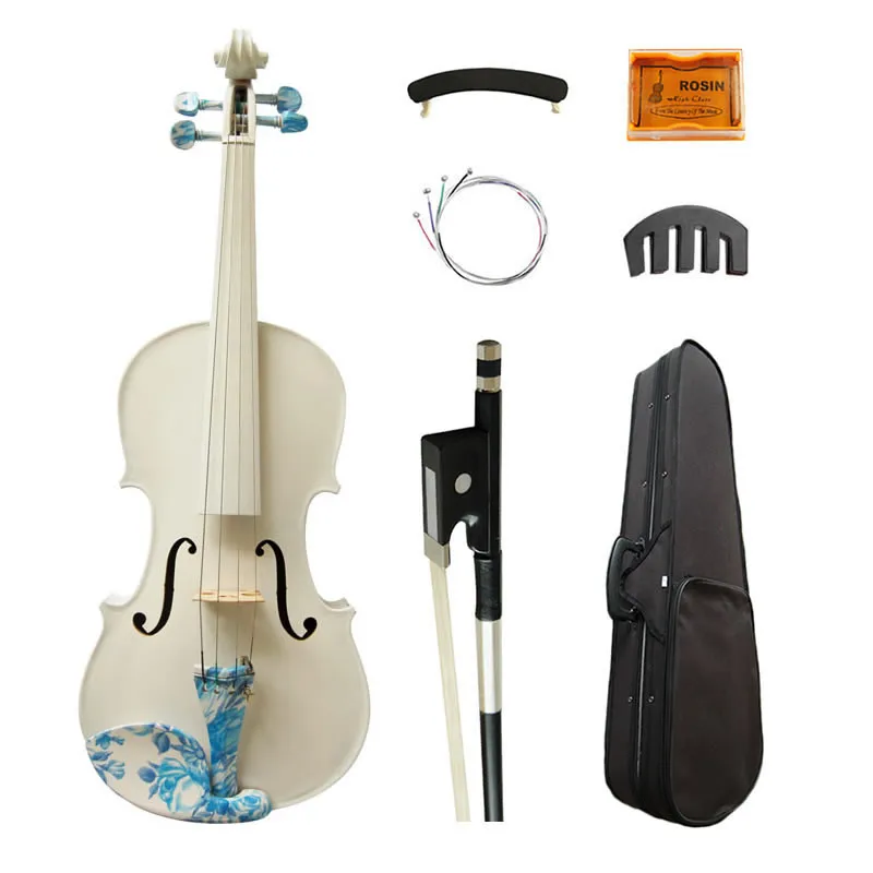 

Acoustic Art Violin 4/4 White Painted Maple Student Beginner Violino Fiddle Strings Music Instruments with case bow rosin string