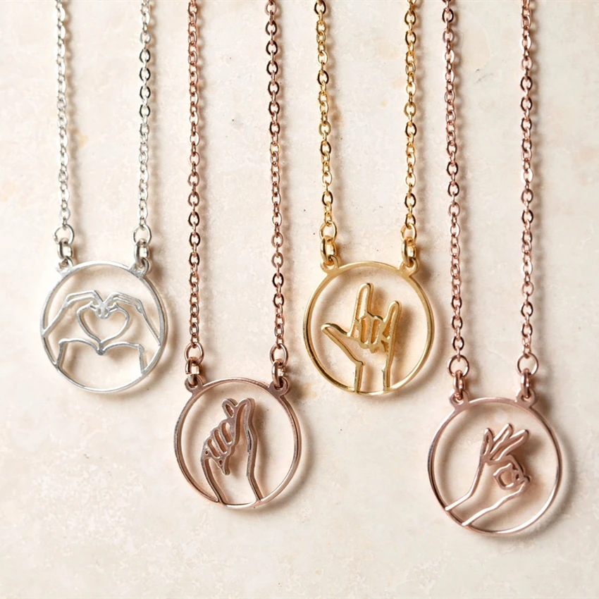 Несколько жестов ожерелье кулон забавные ювелирные изделия из нержавеющей стали