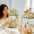 Скандинавская модная вращающаяся настольная коробка для хранения косметики прозрачная полка для хранения косметики 2-Ярусный поднос туалетный столик полка для отделки