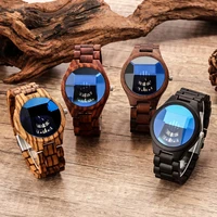 top luxury full wood watch red sandalwoodebony mens wooden quartz timepieces wristwatch male watches gifts