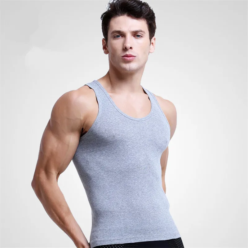 

3Pcs/lot cotton Mens Sleeveless Top Muscle Vest Cotton Undershirts O-Neck Gymclothing Asian size Casual Shirt Underwear