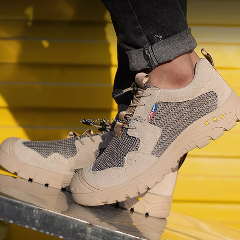

Working Shoes For Men Safety Shoes Steel Toe Cap Boots Anti-Smashing Shoes Men Breathable Work Sneakers Male Industrial Protect