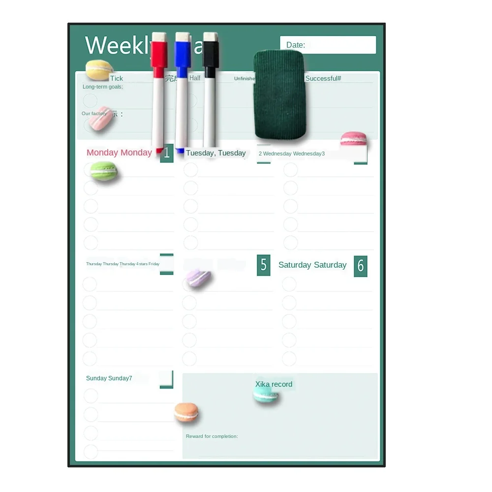 А3 Магнитная белая доска Еженедельный ежемесячный планировщик магнит на