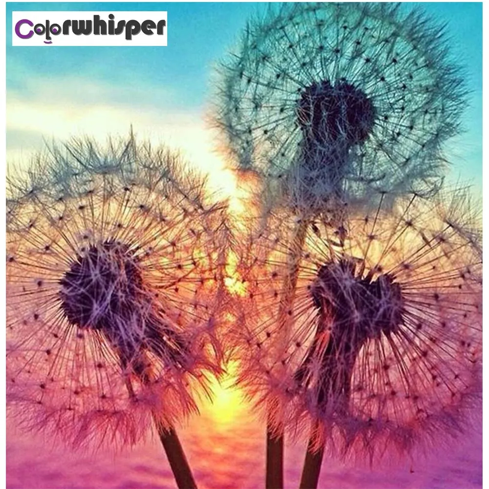 Алмазная 3d картина полноразмерная/круглая 5D из страз с изображением одуванчика