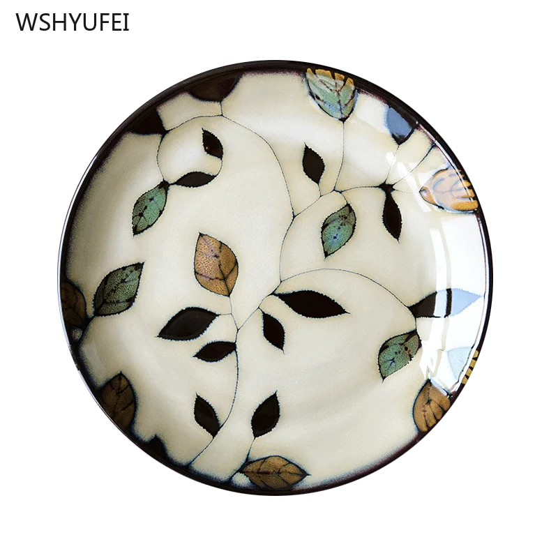 

1Pcs Kiln glaze hand-painted flowers ceramic plate tableware square plate steak salad fruit cake sushi storage decorative plate
