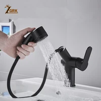 zgrk brass pull out faucets single handle cold and hot tap bathroom faucet deck mounted sink faucet black bathroom mixer