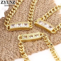6pcs new fashion luxury curb link chain bracelet for women men gold color bling crystal bracelet 2021 new jewelry gift