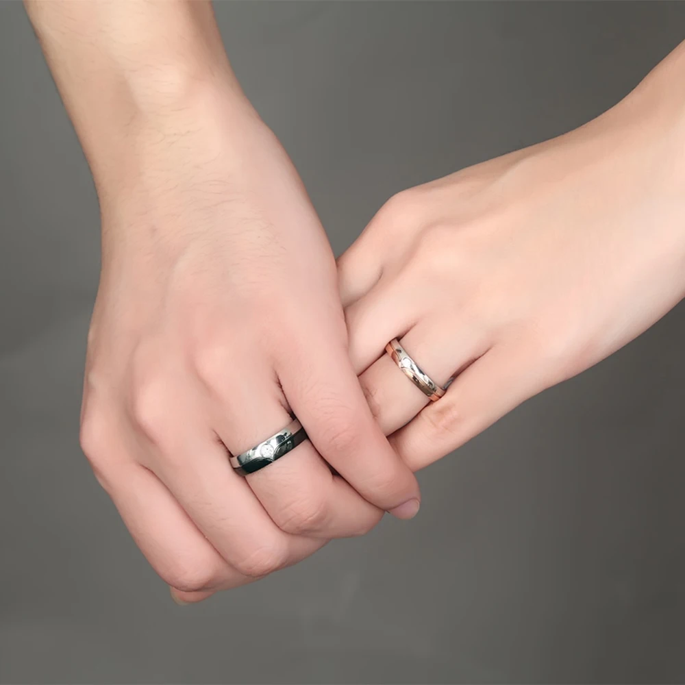 Кольца с гравировкой для пар обручальные кольца из нержавеющей стали фианитом AAA