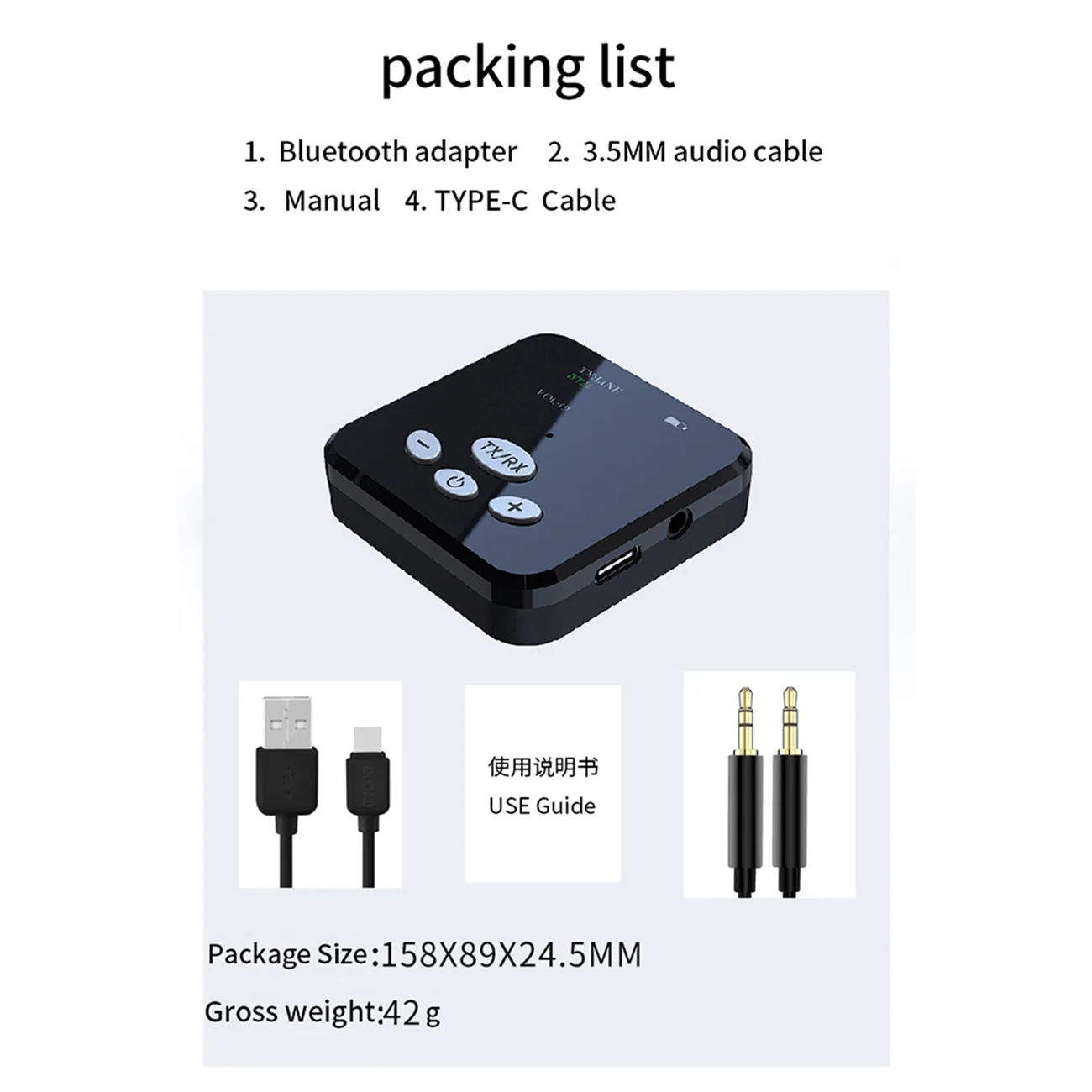 

5.0 Wireless Bluetooth 2 in 1 Audio Receiver Transmitter 3.5mm Jack AUX OLED Display Stereo Music Adapter for TV Car Computer