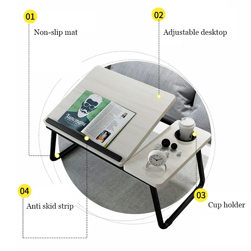 Offerte Tavolo Pieghevole Per Laptop Per Divano Letto Vassoio Portatile Per Notebook Supporto Per Tablet Portatile Per Mangiare Scrittura Lettura Con Portabicchieri