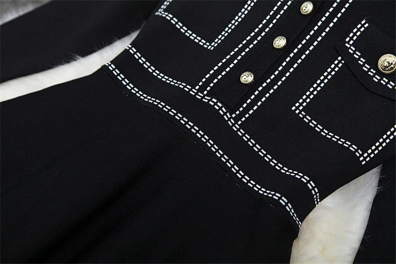 Новое Брендовое модное дизайнерское осеннее платье для подиума женское Vestidos с длинными рукавами и пуговицами, однотонные короткие вязаные платья-свитера Aline