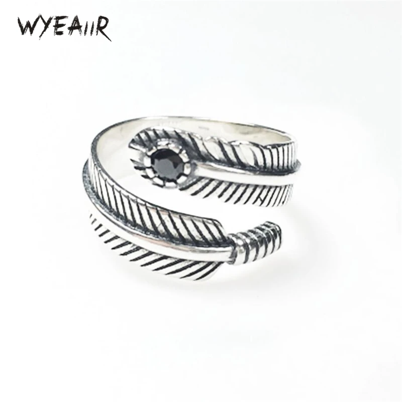 WYEAIIR Нежные милые перья Ретро тайский серебряный цвет женские регулируемые