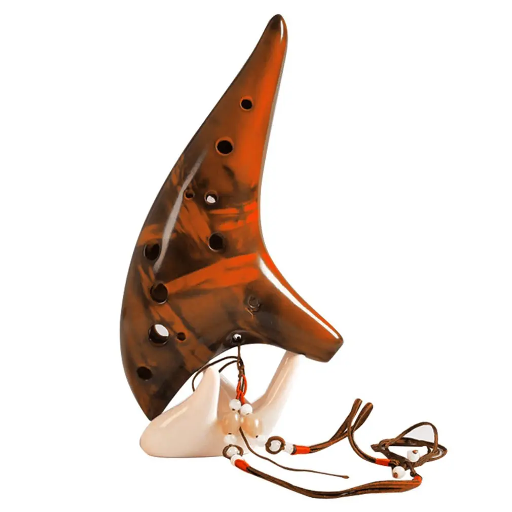 

Hot Sale 12 Holes Ceramic Ocarina Alto C Tone Classic Flute Instruments with Protection Bag + Lanyard Gift High Quality