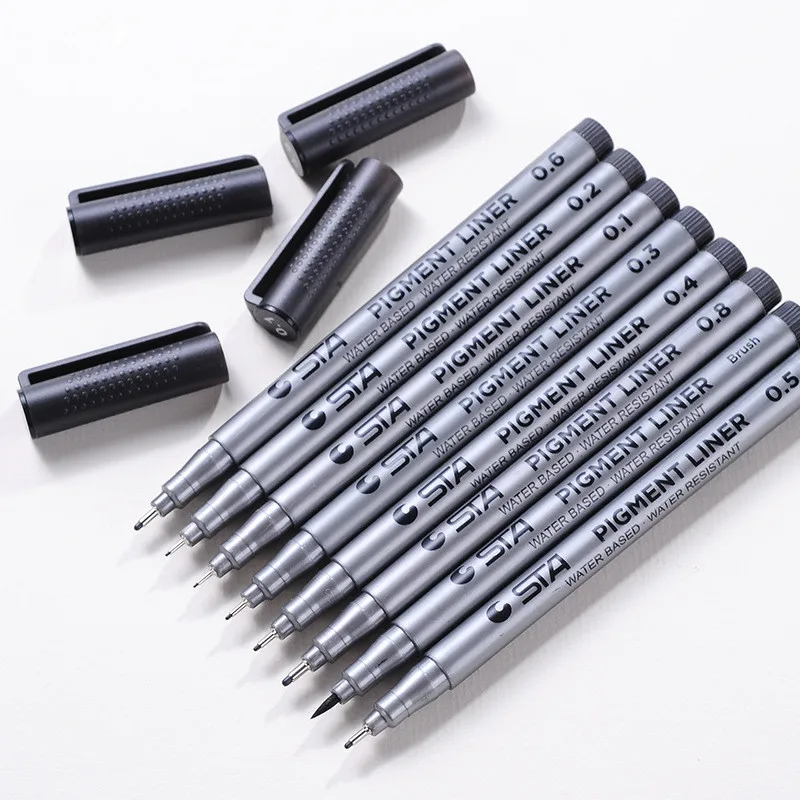 

Pigment Liner Pigma Micron Ink Marker brush Pen 0.05 0.1 0.2 0.3 0.4 0.5 0.6 0.8 Tip Black Fineliner Sketching markers manga