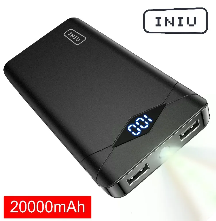 INIU 20000mAh power Bank 2.4A светодиодный дисплей 2 Портативное зарядное usb-устройство bank для