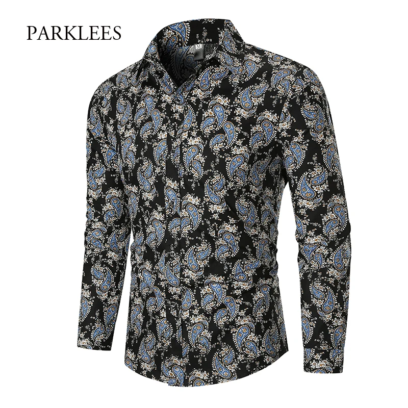 Рубашка Boutique Paisley мужская с длинным рукавом повседневная приталенная для