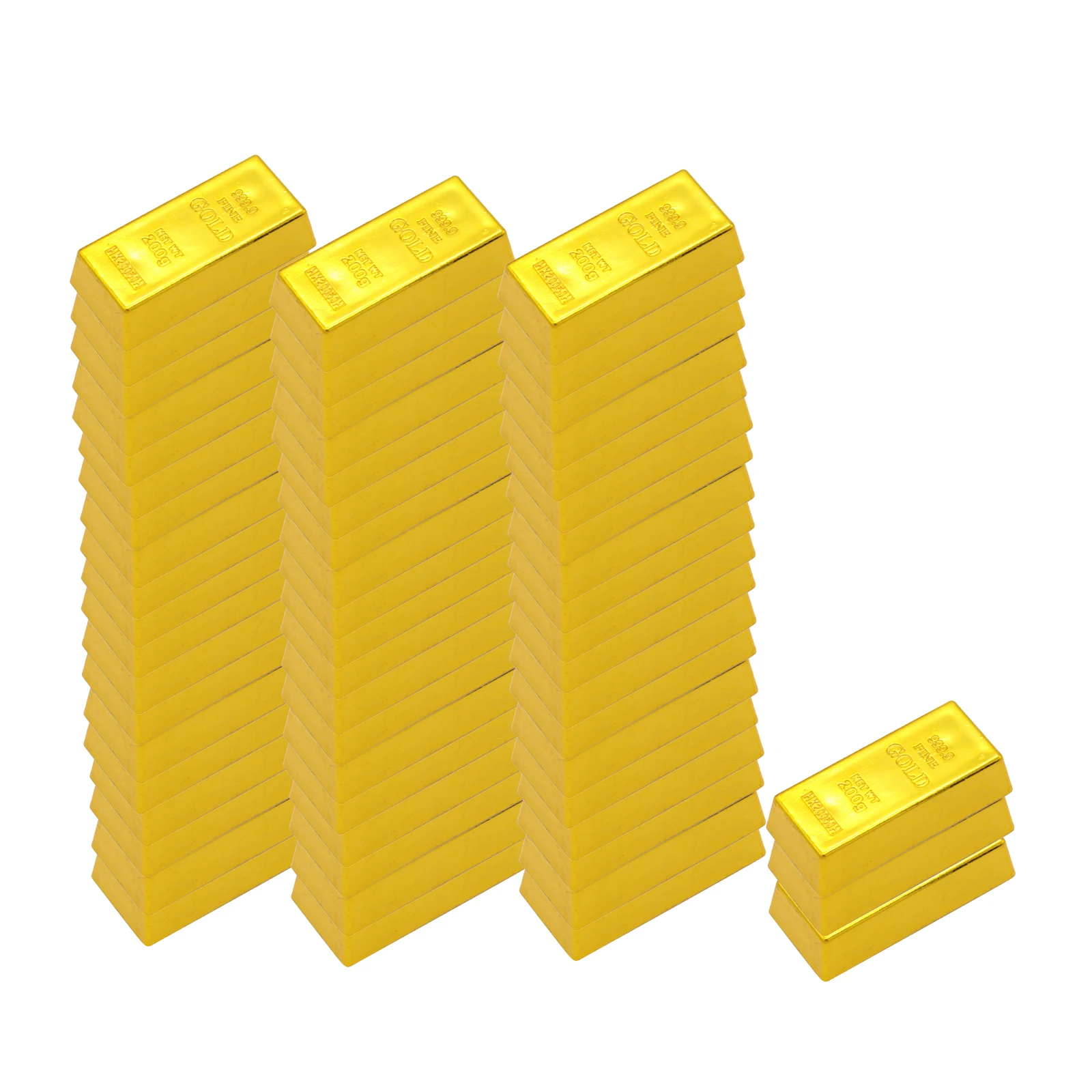 

60pcs Artificial Fake Gold Bar Bullion Paper Weight Magic Fancy Dress Party Desk Display Door Stop Gifts New