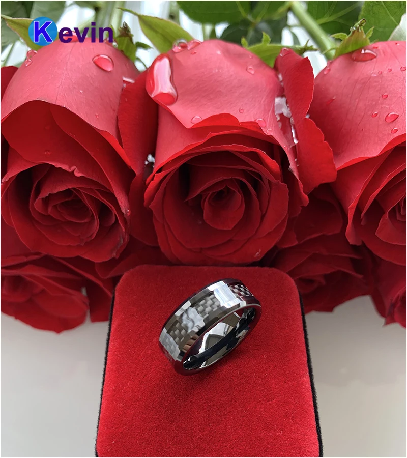 Мужское женское черное вольфрамовое кольцо обручальное с черной вставкой из