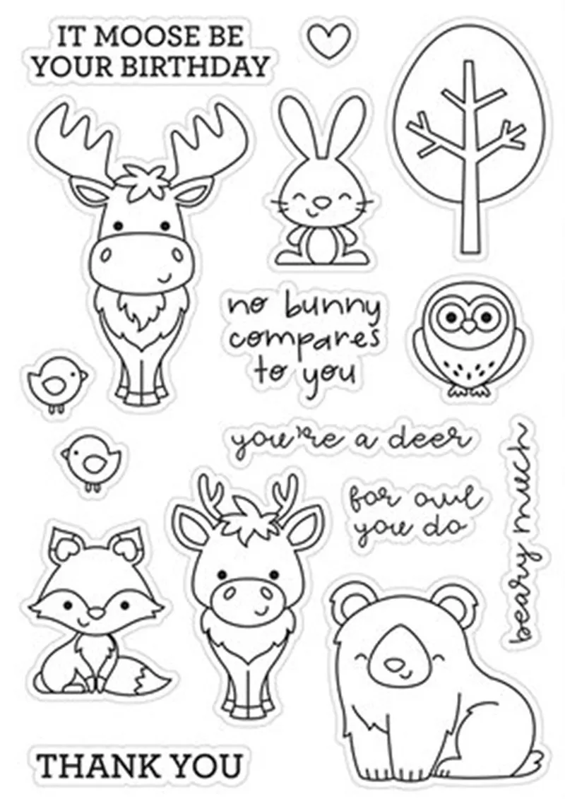 

Metal Dies & Cling Stamp Of Christmas Elk Owl Rabbit Bird forest Animals Scrapbook Paper DIY Embossing Stencil Paint Ink Seal