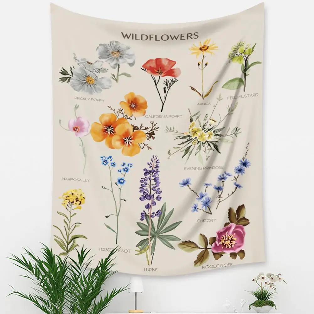 

Botanical Printed Flower Wall Art Hanging Tapestry Blanket Backdrop Home Decor