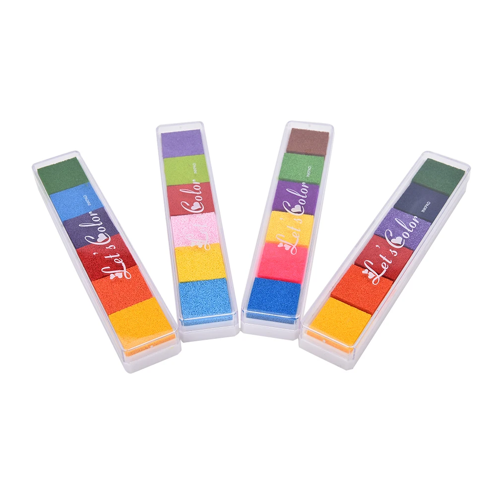 Non-Toxic Ink Pad Inkpad DIY Craft Card Stamp Fingerprint Accessories for Children Kids Rubber Stamps Paper Wood 1 PACK | Дом и сад