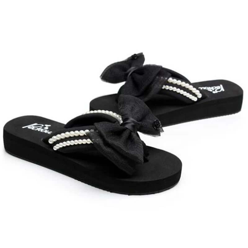 Шлепанцы женские ручной работы летние сандалии с бантом бисером для улицы и дома