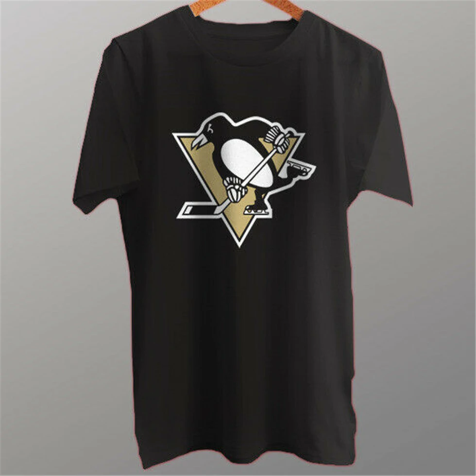 Новая футболка с логотипом Питтсбург пингвина хлопковая летняя круглым