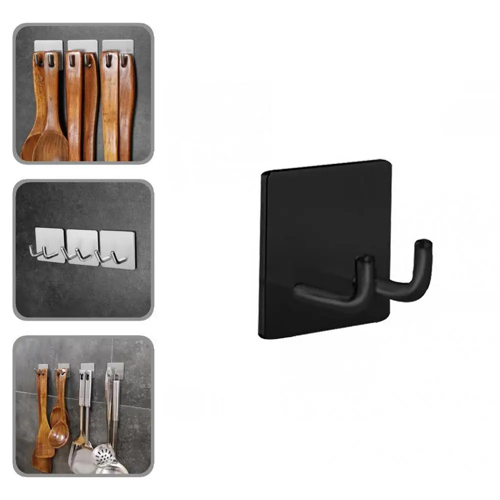 

Anti Fade Fashion Double-hook Punch Free Hanger 2 Colors Metal Hook Wear-resistant for Kitchen