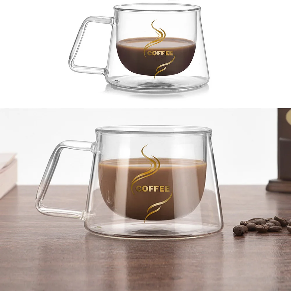 1 шт. кофейная кружка стеклянная термоизолированная с двойными стенками чашка