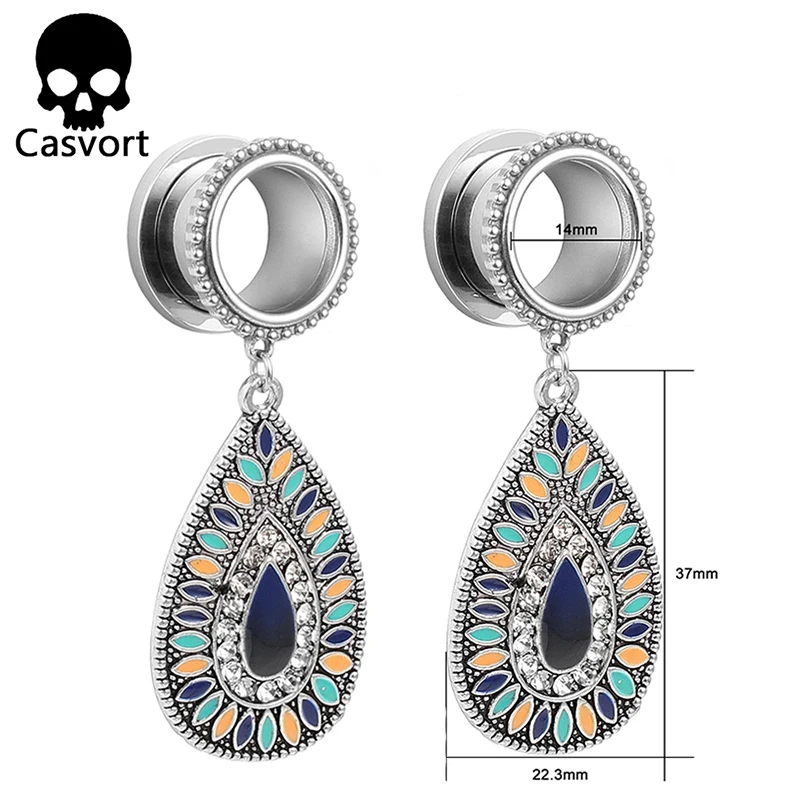 Casvort новые спиральные длинные в форме слезы беруши пирсинг ювелирные изделия для тела из нержавеющей стали ушные Датчики Тоннели носилки